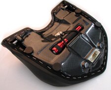 Sargent World Sport motorcycle seat underside with the Sargent flashlight feature for the Ducati Multistrada 2003-09 - rear seat only available with custom upholstery.